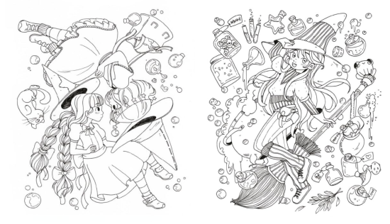 Coloriages - sorcières et créatures féériques
