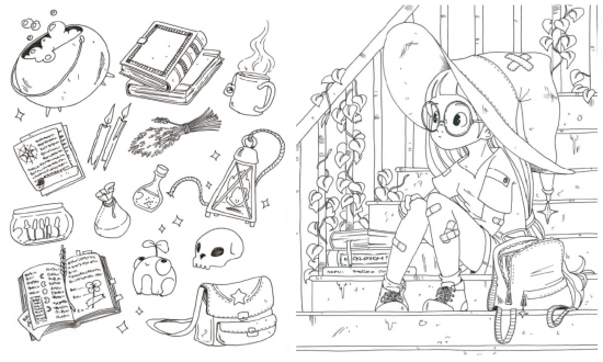 Coloriages - sorcières et créatures féériques